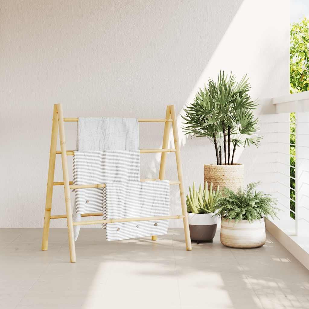 INLIFE Doppel-Handtuchleiter mit 4 Sprossen 90x50x100 cm Bambus,Heim &amp; Garten,Badzubehör,Handtuchhal