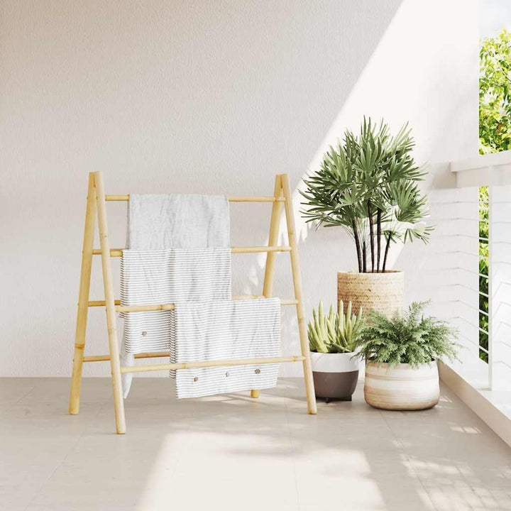 INLIFE Doppel-Handtuchleiter mit 4 Sprossen 90x50x100 cm Bambus,Heim &amp; Garten,Badzubehör,Handtuchhal