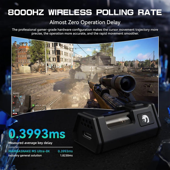 MAMBASNAKE M5 Ultra Carbon Fiber 8000Hz Wireless Gaming Mouse, 39g Superlight, 42000DPI, PAW3950MAX