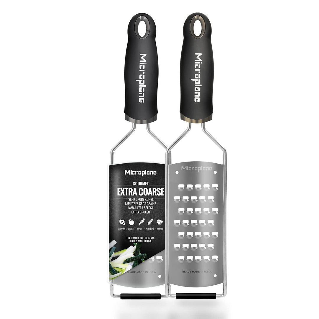 Microplane Küchenreibe Sehr Grob für Kartoffel, Zucchini, Karotte, Apfel, Kohl und Käse in Schwarz m