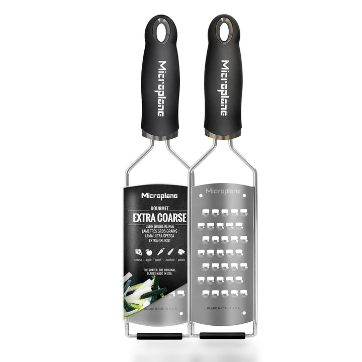 Microplane Küchenreibe Sehr Grob für Kartoffel, Zucchini, Karotte, Apfel, Kohl und Käse in Schwarz m