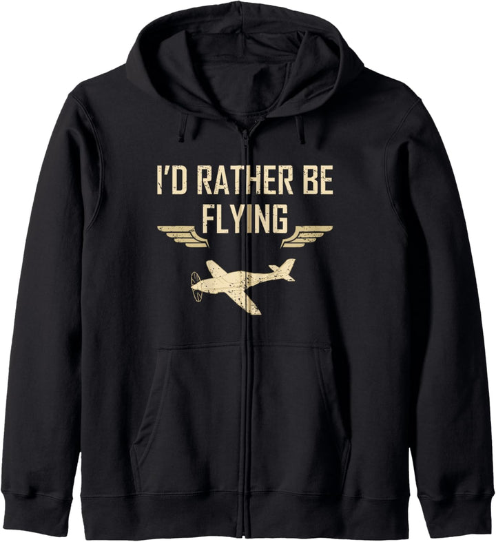 I'd Rather Be Flying Funny Distressed Airplane Pilot Kapuzenjacke
