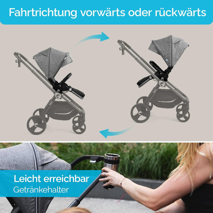 Isbjörn Kinderbuggy ab Geburt bis 22 kg, klappbar mit Liegefunktion, umsetzbare Sitzeinheit, grosse