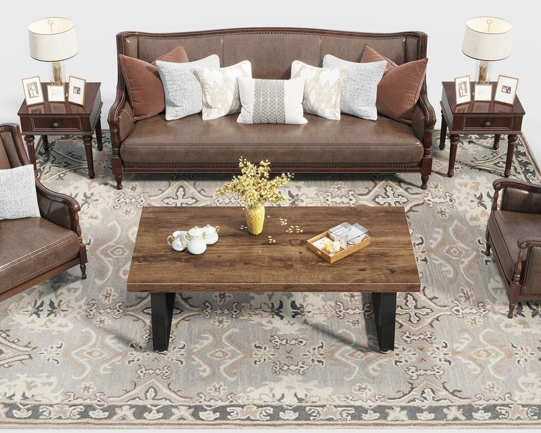HSH Couchtisch Holz Tisch Wohnzimmertisch aus Holz Metallgestell Industrie Design für Wohnzimmer Bei