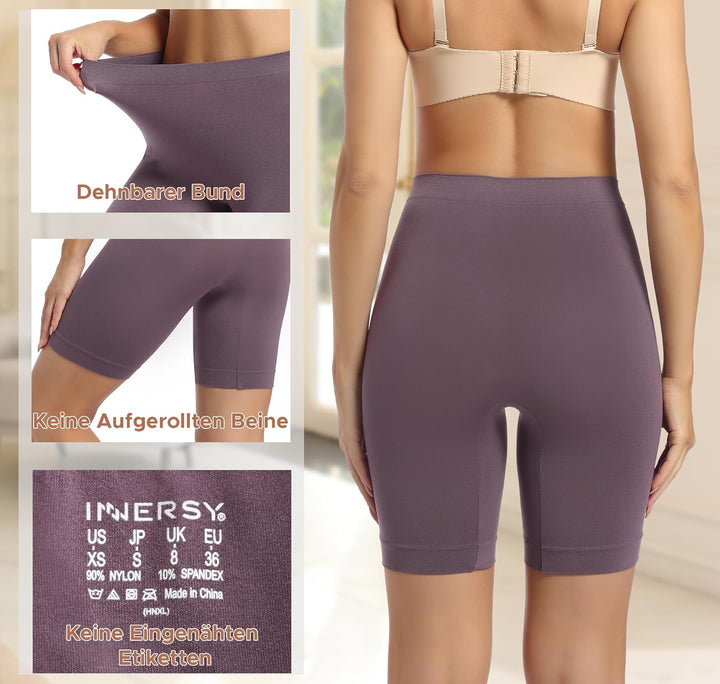 INNERSY Radlerhose Damen Kurz Hose Unter Kleid Rock Anti Scheuern Kurze Leggings Sommer 3er Pack XS