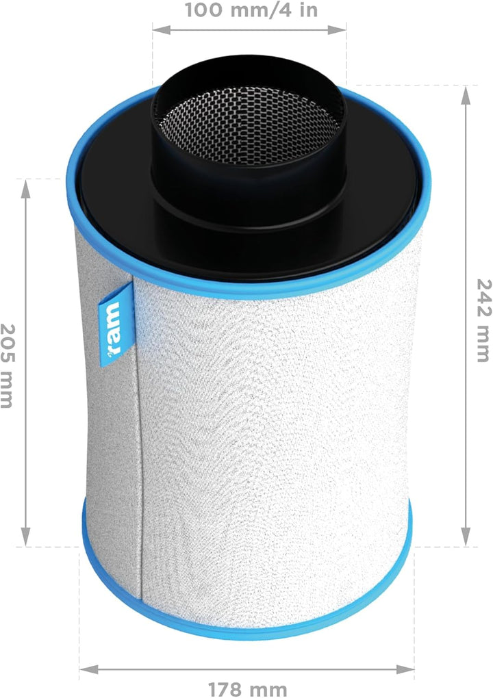 RAM 08-350-150 Filter - 100/200, 4 Zoll, Aktivkohlefilter, 170 m³/hr 170m³/hr 100/200 (4"), 170m³/hr
