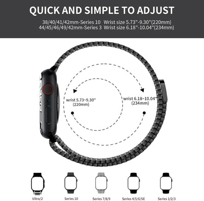 Wristitani Kompatibel mit Apple Watch Armband 49mm/45mm/44mm/42mm/41mm/40mm/38mm, 630 Edelstahl Meta