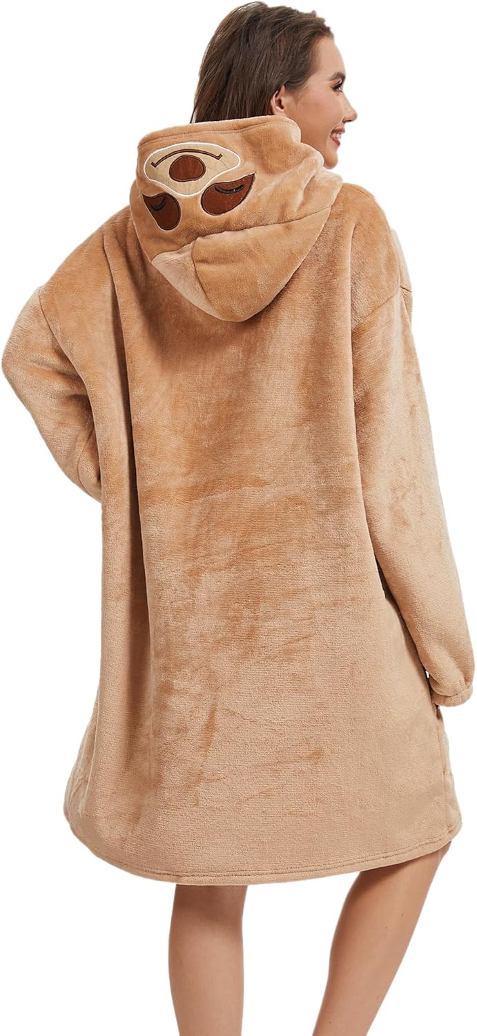 LATH.PIN Tragbare Decke Hoodie Übergrosse – Tierformen Tragbare Decken mit Armärmeln mit Kapuze Pull