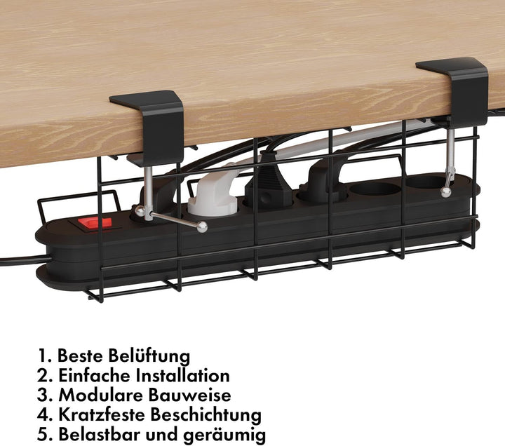 Scanfield Kabelmanagement Unter Tisch, 2er-Set Kabelkanal für Schreibtisch, Kabelmanagement Schreibt