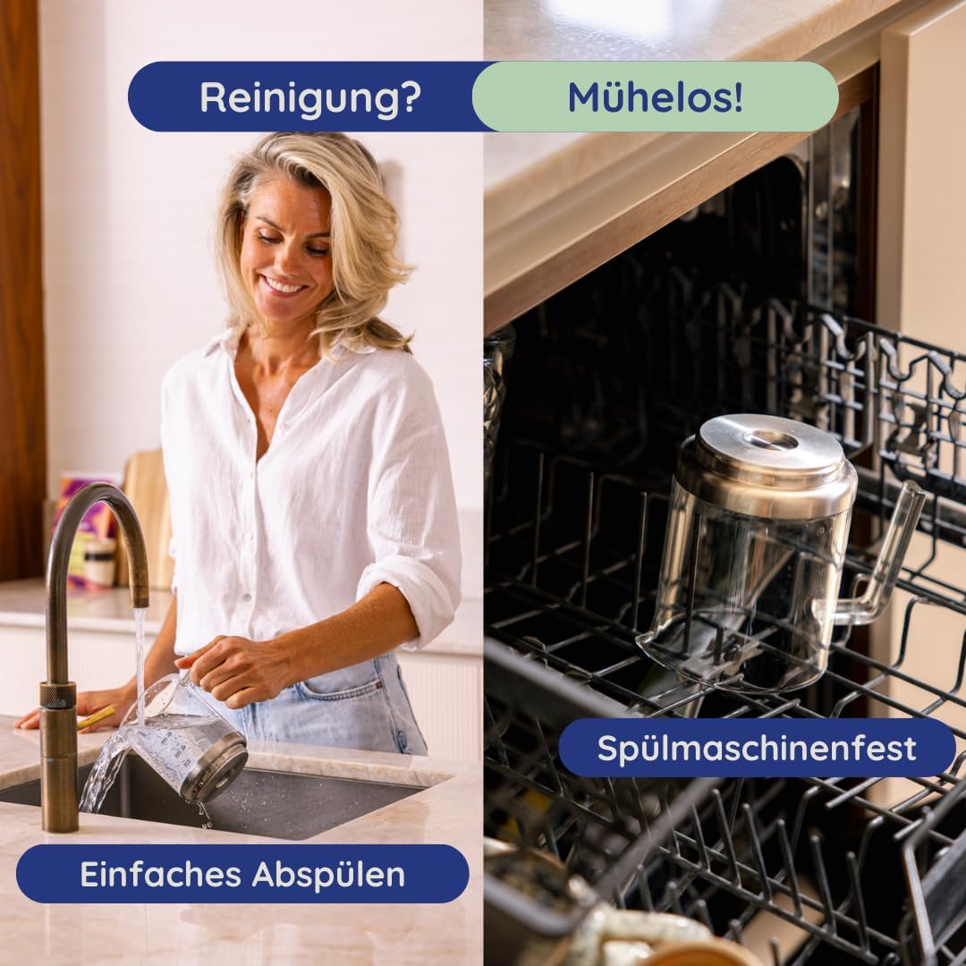 Safecourt Elektrischer Milchaufschäumer – herausnehmbarer Glasbehälter [500ML & 100% mikroplastikfre