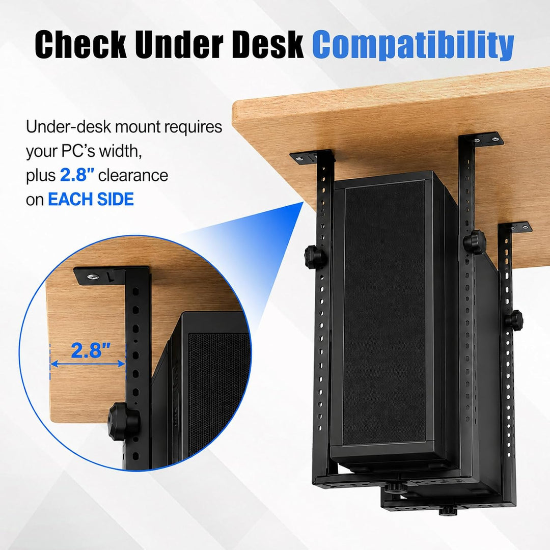 Rierousy PC-halterung unter schreibtisch, PC untertisch halter Verstellbarer 50cm bis zu 35 kg Tragf