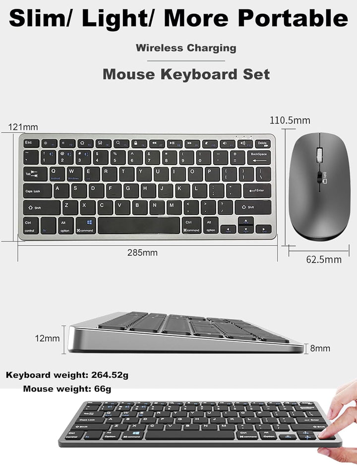 Tastatur Maus Set Kabellos,Upgrade 4 Mode Bluetooth5.2+5.2+3.0+2.4G USB,Einfache Version Funktastatu
