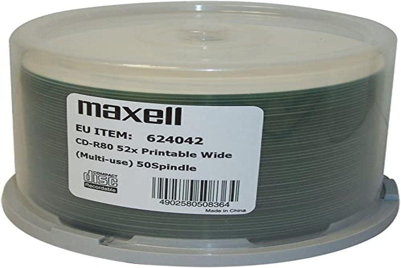 Maxell CD-R 80 Min/700 MB 52 x Voll Bedruckbar in Terrine 50 Einheiten