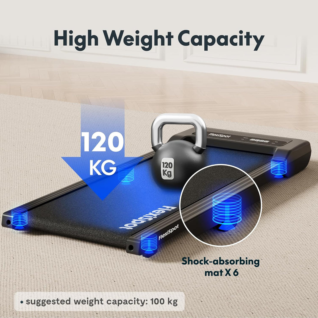 FlexiSpot Laufband bis 120 kg, Walking Pad 1-6 km/h, mit LED-Anzeige, Laufband mit Riemenscheiben un