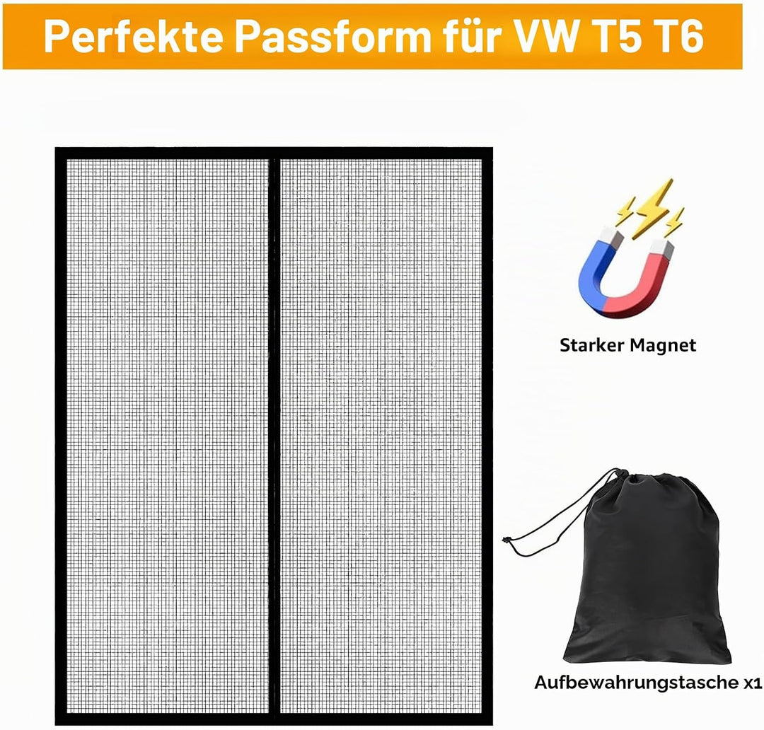 Moskitonetz Magnetisch für VW T5 T6 Schiebetür, Magnetisch Fliegengitter Auto Insektennetz Sonnensch