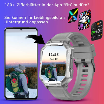 Deunis X3 Smartwatch Herren 1,83 Zoll mit Telefonfunktion, Fitness Tracker, Schlafmonitor, Schrittzä