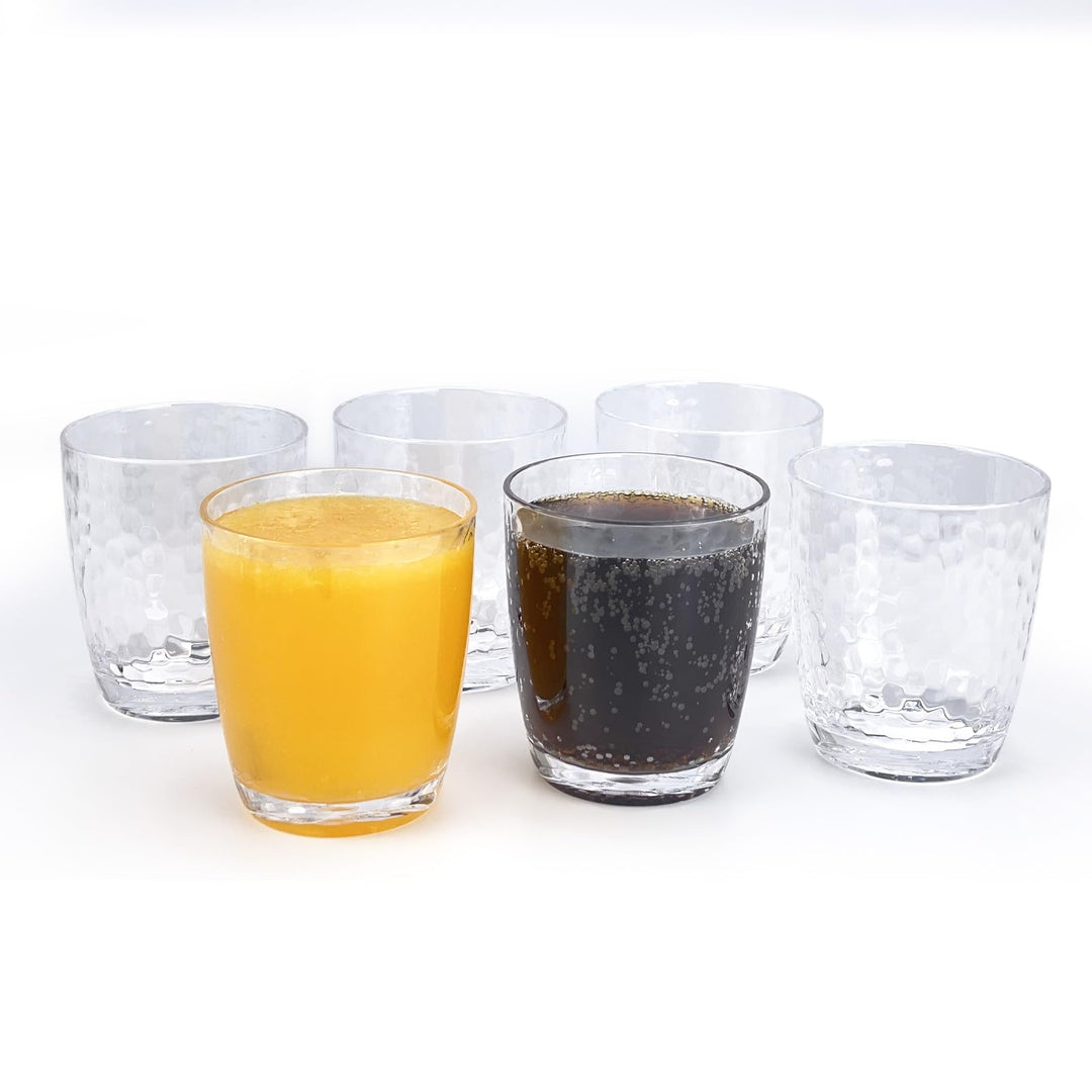 yongzhenlite 6er-Set Gehämmerter Stil 15 Unzen / 430 ml Acrylgläser Kunststoffbecher für Hochzeitsfe