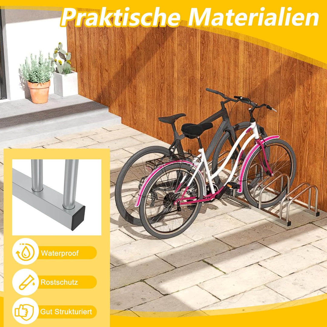 HENGMEI Fahrradständer Für 6 Fahrräder Stahl Mehrfachständer Radabstand für 30-65mm Reifenbreite Büg