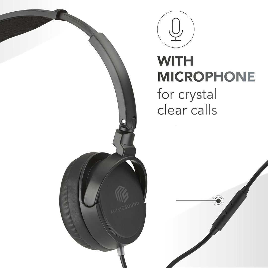 Music Sound | Bügelkopfhörer mit Kabel Over Ear Basic | On-Ear-Kopfhörer Faltbarer Kopfbügel mit 1,2