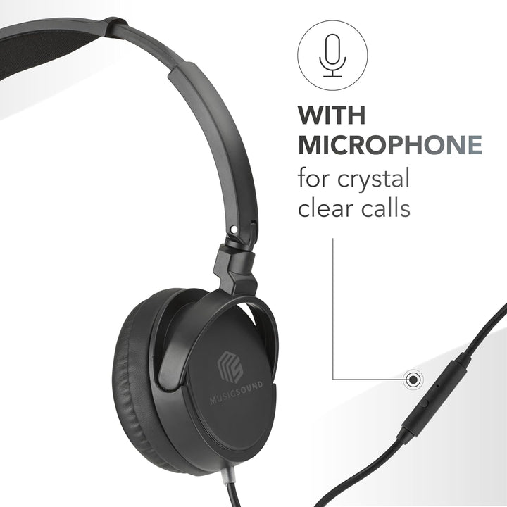 Music Sound | Bügelkopfhörer mit Kabel Over Ear Basic | On-Ear-Kopfhörer Faltbarer Kopfbügel mit 1,2