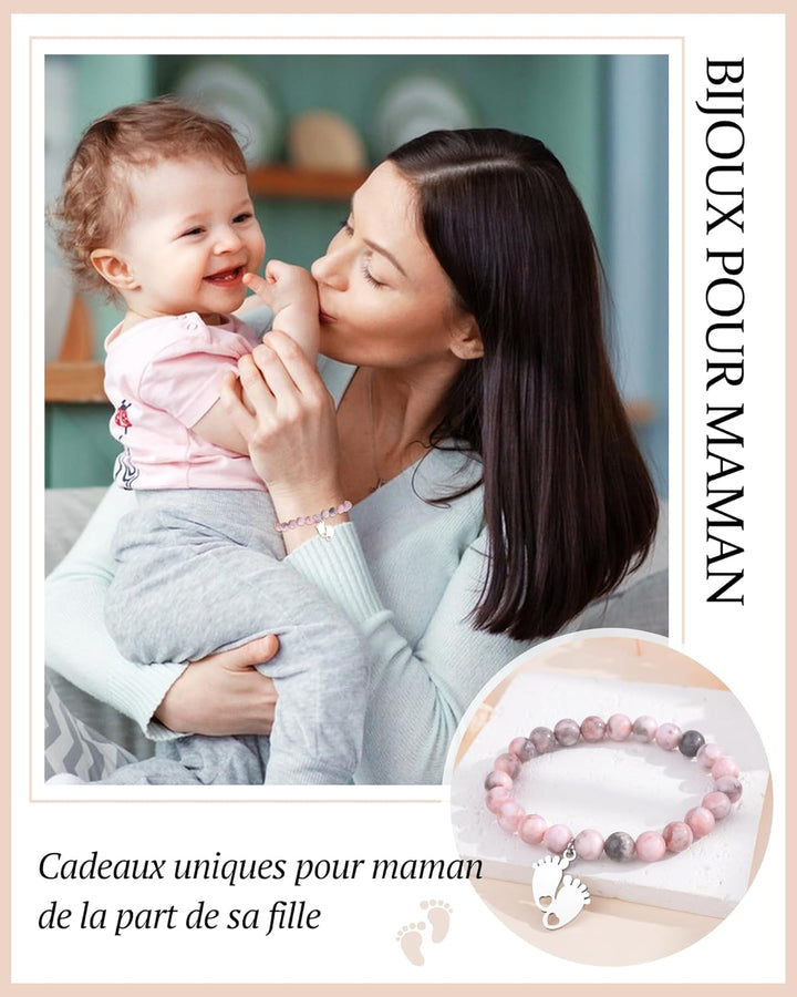 CheersLife Geschenke für Mama Werdende Mutter, Perlen Stein Armband, Mama Geschenk von Tochter Sohn,