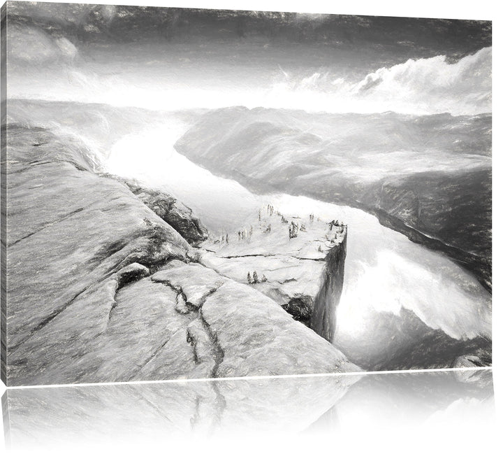 Pixxprint Küste in Norwegen als Leinwandbild/Grösse: 100x70 / Wandbild/Kunstdruck/fertig bespannt, 1