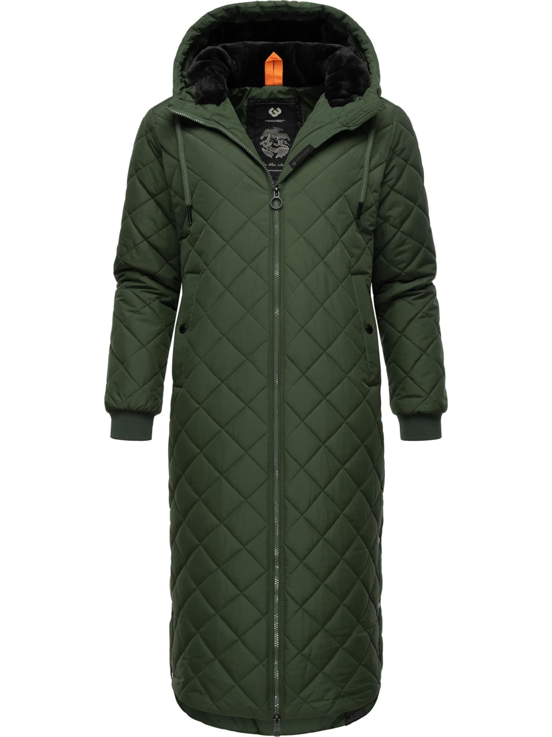 Ragwear Damen Wintermantel Warmer Steppmantel extralang mit Kapuze Niran XS-XXL L Olive, L Olive