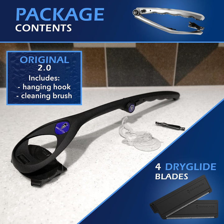 baKblade 2.0 Plus Rückenrasierer Herren - Ergonomischer Rückenhaarentferner für Männer - Brust &amp; Rüc
