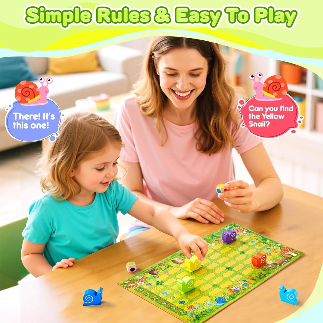 Kleine Schnecke Spiel, Klassiker Brettspiel Familienspiel für 2-6 Kinder, Montessori Gesellschaftssp