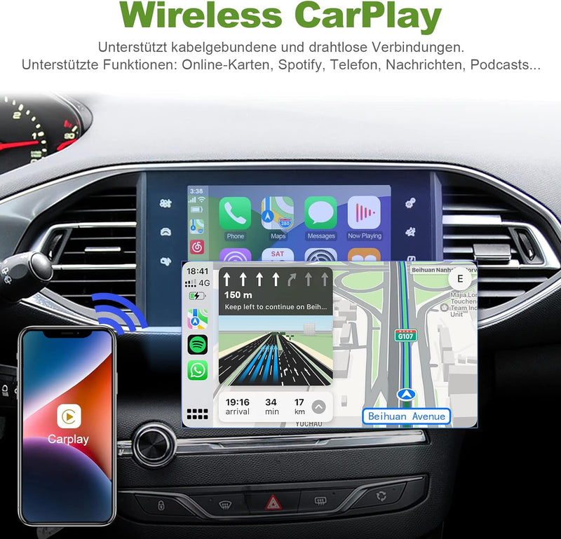 ISUDAR Wireless Carplay Retrofit Decoder Kit für Peugeot & Citroen Picasso DS4 DS3 308 508 208 2008