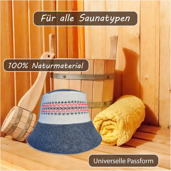 Saunahut Herren Perfekte Saunamütze aus 100% Filz - Sauna Hut Filzhut Sauna Mütze Herren Kopfbedecku