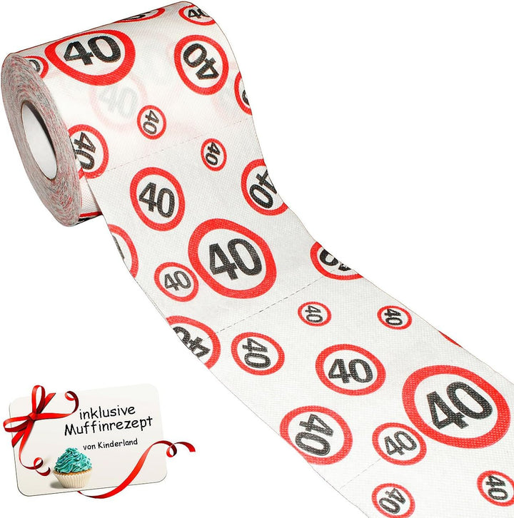 10 Rollen Toilettenpapier - 40. Geburtstag/vierzig und Sexy - Happy Birthday - 28 m - Verkehrsschild