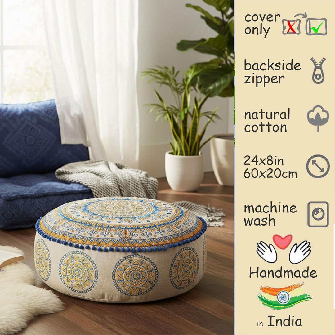 Mandala Life ART Böhmischer Hocker Osmanische Abdeckung -60x20 cm - Luxus-Hocker mit handwerklichem
