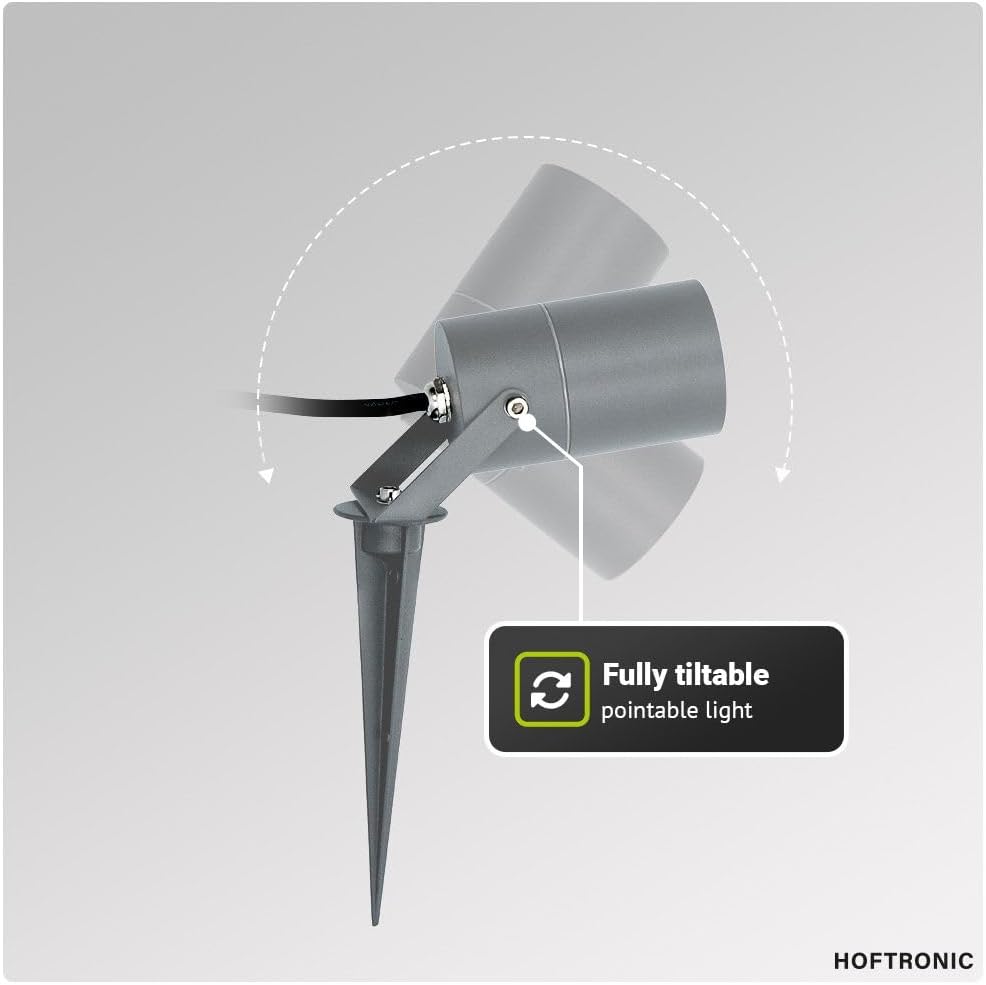 HOFTRONIC - 6er Spikey LED Strahler mit Erdspiess 4 Watt 345lm 2700K Anthrazit IP64 Wasserdicht Auss