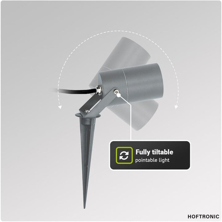 HOFTRONIC - 6er Spikey LED Strahler mit Erdspiess 4 Watt 345lm 2700K Anthrazit IP64 Wasserdicht Auss