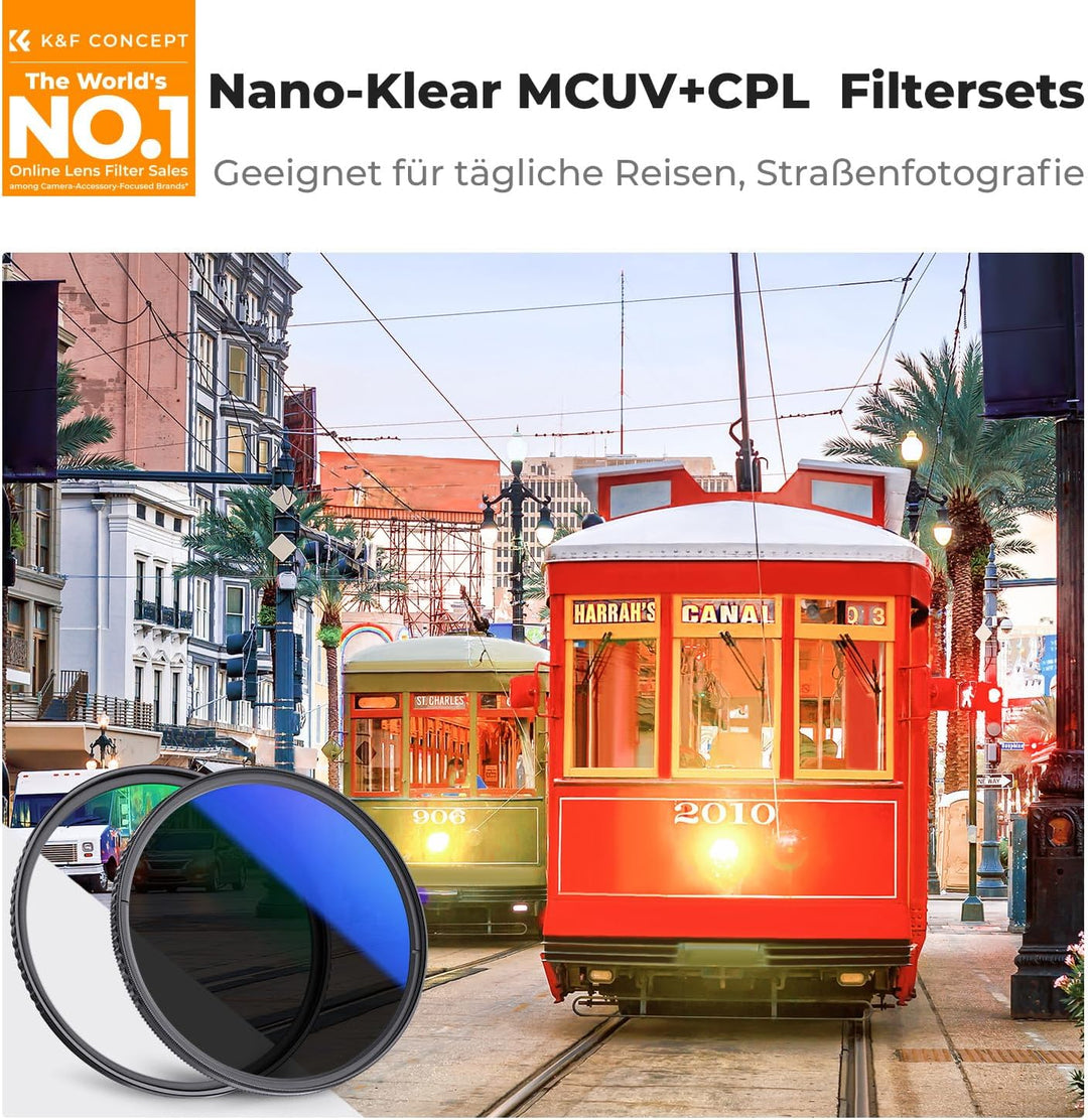 K&F Concept Filterset K-Serie Polfilter CPL Filter + MCUV Filter, Zirkularer Polarisationsfilter & U