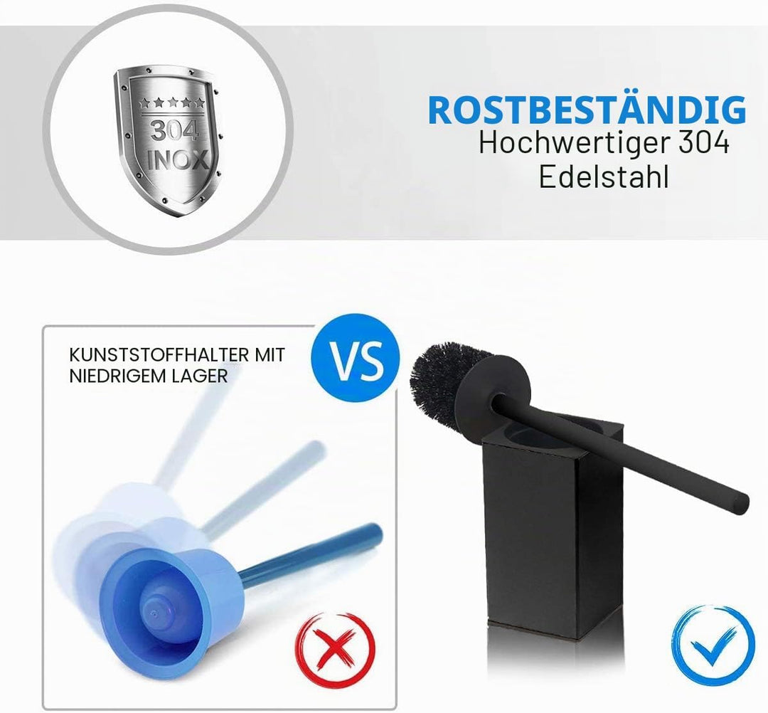BGL Klobürste Schwarz, aus Edelstahl, Quadratisch Wc Bürste, Schwarz, Schwarz