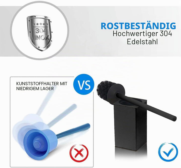 BGL Klobürste Schwarz, aus Edelstahl, Quadratisch Wc Bürste, Schwarz, Schwarz