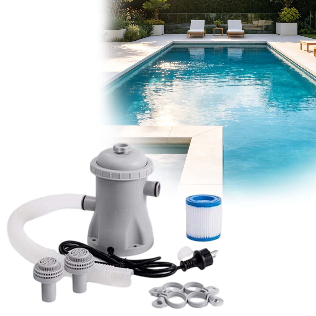 Pool Filterpumpe oberirdisch, Pool Filterpumpe Komplettset mit Schlauch Rosa, Rosa