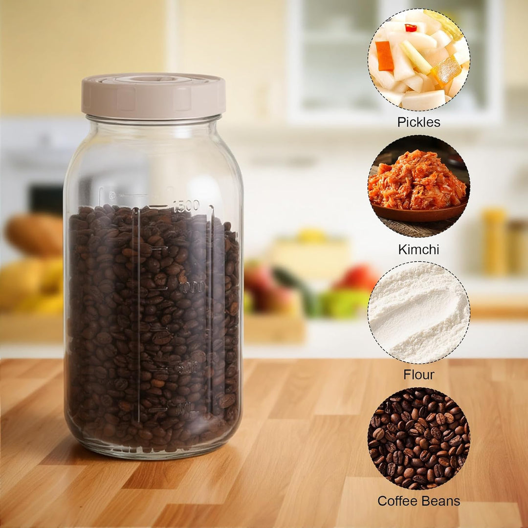 Hejo 2L Fermentierglas mit Luftschleuse, Kimchi Behälter mit Einstellbarer Zeitskala, Breiter Mund F