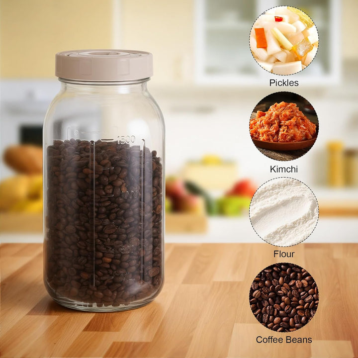 Hejo 2L Fermentierglas mit Luftschleuse, Kimchi Behälter mit Einstellbarer Zeitskala, Breiter Mund F
