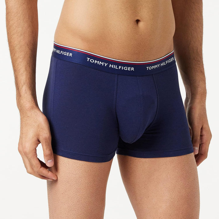 Tommy Hilfiger Herren 3er Pack Boxershorts Trunks Unterwäsche L Weiss, Tango, Peacoat, Schwarz, L We