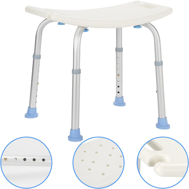 Sonnewelt Duschhocker Duschstuhl Belastung 136kg 8-Fach höhenverstellbar Badhockerund 35-55 cm Anti-
