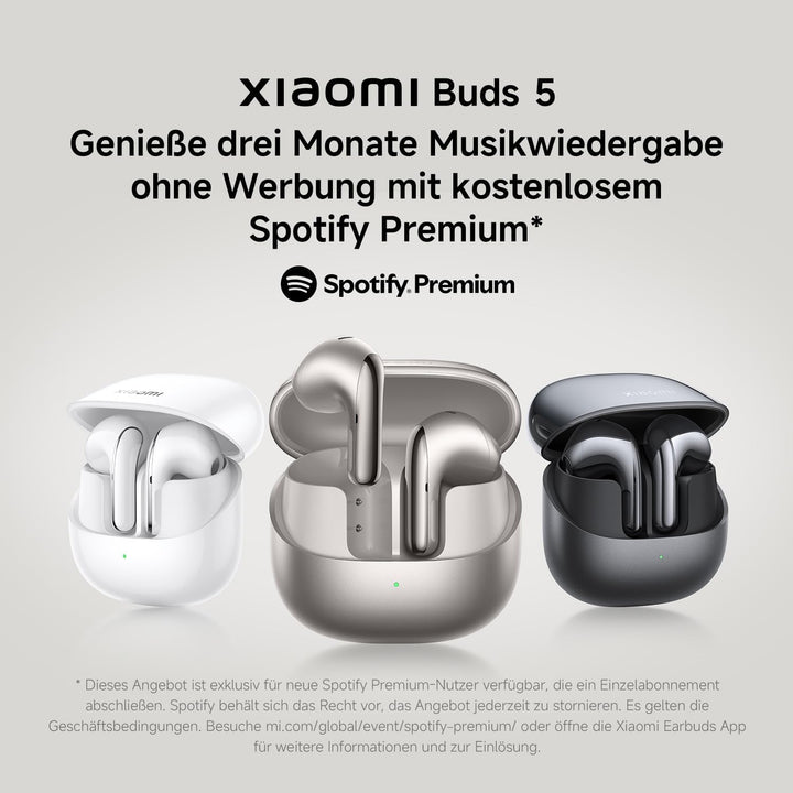 XIAOMI Buds 5 - In-Ear Kopfhörer mit 40dB Hybrid Active-Noise Cancelling, 39 Stunden Akkulaufzeit, D