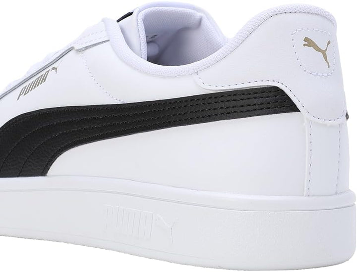 PUMA Unisex Kinder Smash 3.0 L Sneaker 36 EU White Black Gold, 36 EU White Black Gold