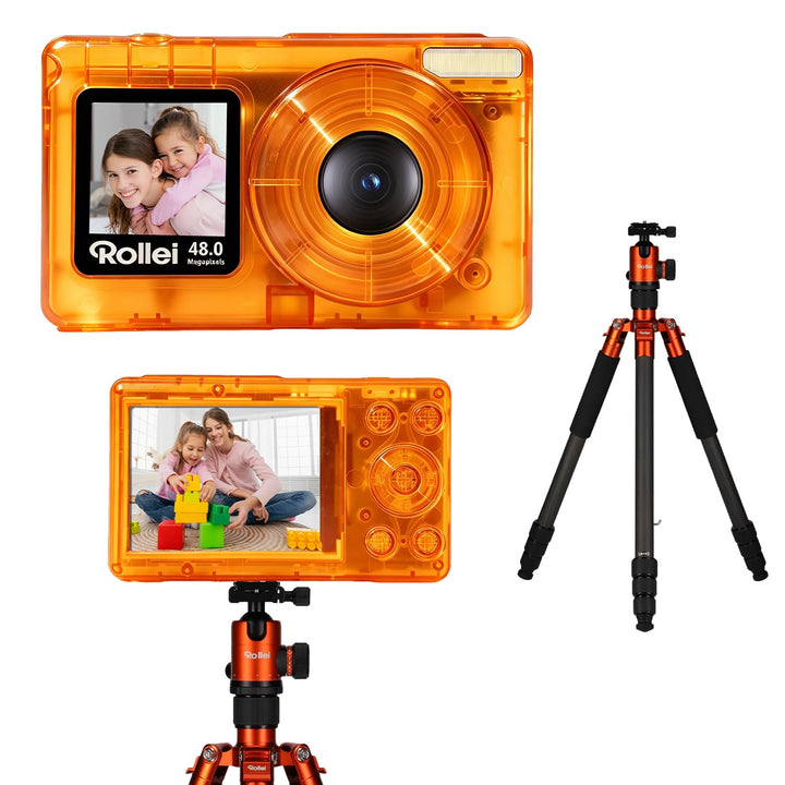 Rollei C5I | Orange | leichtes Foto-Stativ | Alu | Reise-Stativ | Macro | Monopod | Arca Swiss Orang