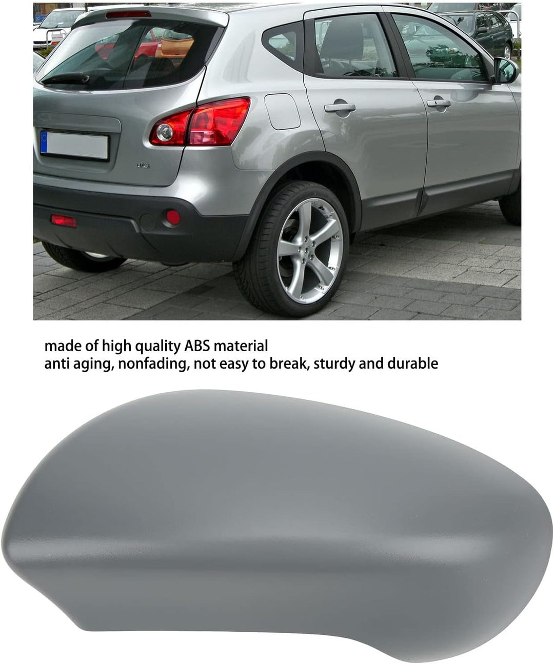 Qiilu Aussenspiegelabdeckung Aussenspiegelabdeckung Grau Rückspiegelgehäuse Ersatz für Nissan Qashqa