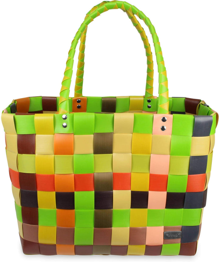 Einkaufskorb Shopper geflochten aus Kunststoff - robuster Strandkorb aus wasserabweisendem Material