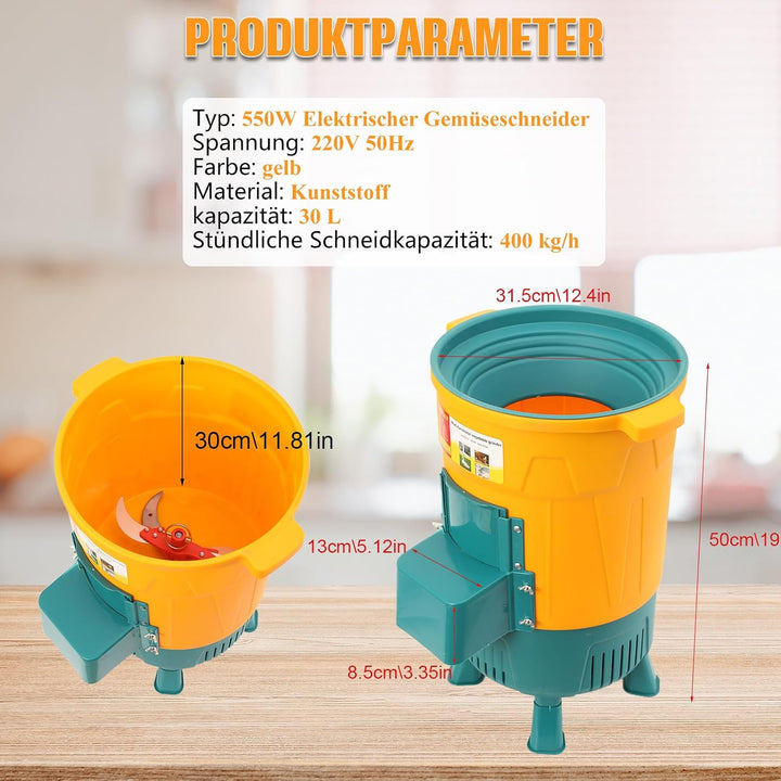 550W Elektrische Futterhäcksler Gemüseschneider, 220V Grünfutterschneider Grasschneider, Grünfutter,