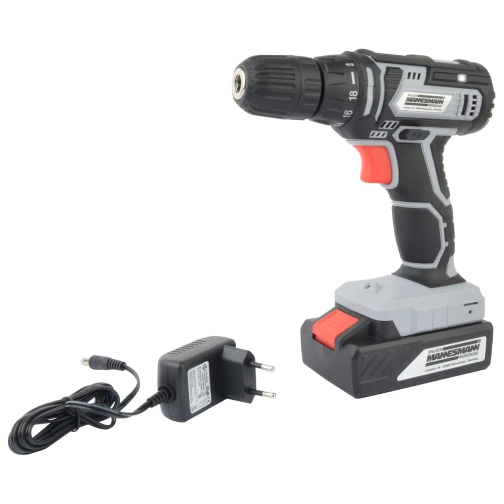 Brüder Mannesmann Akkubohrschrauber 24 V Li-Ion, 10 mm Schnellspannbohrfutter, LED-Licht, Set für He